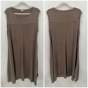 Poetry hemp and cotton taupe midi dress